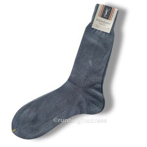 Yves Saint Laurent Men's YSL Logo Dress Socks In Grey & White